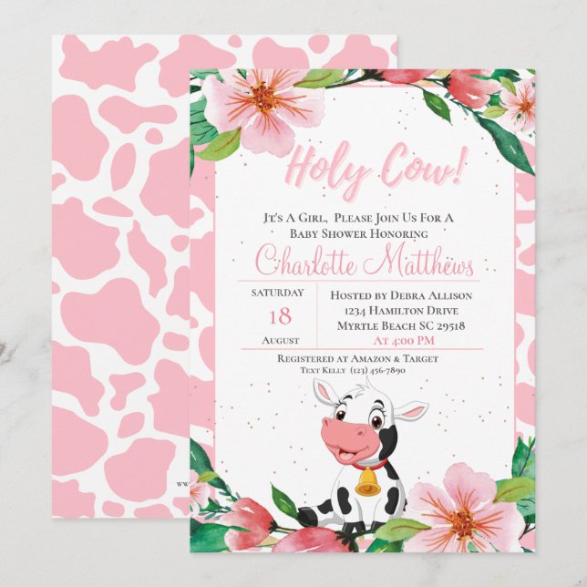  Holy Cow Baby Shower invitation (Front/Back)