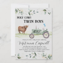 Holy Cow baby shower invite with tractor