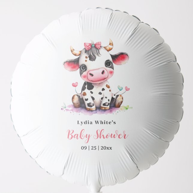 Holy Cow Baby Shower Minimalist girl baby shower Balloon (Front)