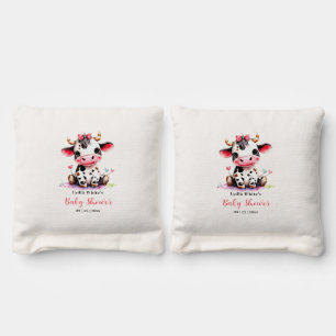 Holy Cow Baby Shower Minimalist girl baby shower Cornhole Bags