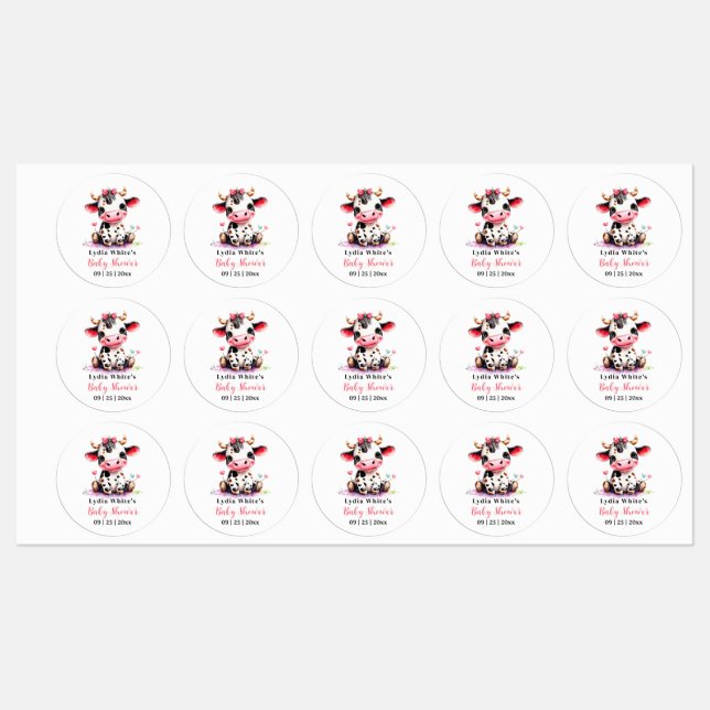 Holy Cow Baby Shower Minimalist girl baby shower Labels (Sheet)