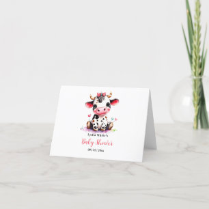 Holy Cow Baby Shower Minimalist girl baby shower Letterpress Thank You Card