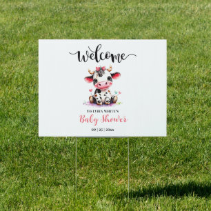 Holy Cow Baby Shower Minimalist girl baby shower Sign