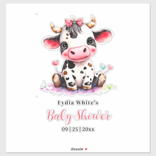 Holy Cow Baby Shower Minimalist girl baby shower Sticker (Sheet)