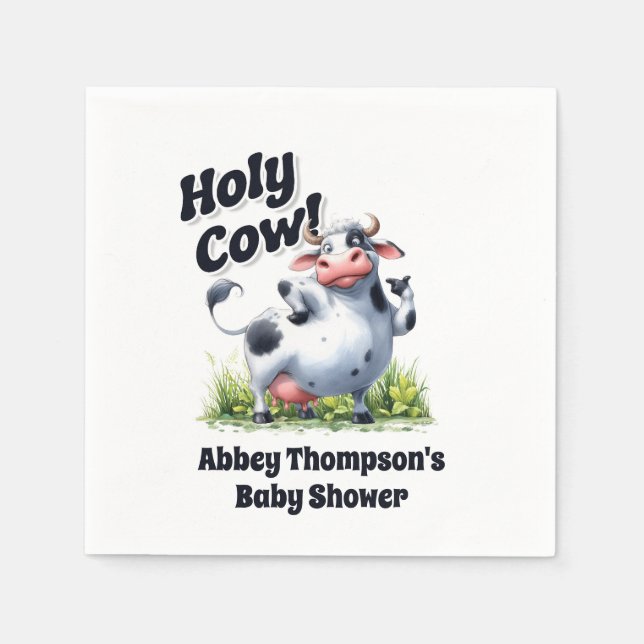 Holy Cow Baby Shower Napkins (Front)