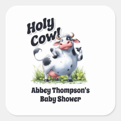 Holy Cow Baby Shower Square Sticker