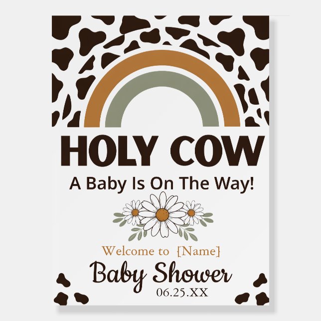 Holy Cow Baby Shower Welcome Sign (Front)
