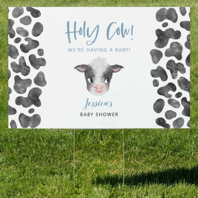 Holy Cow Baby Shower Yard Sign (Insitu)