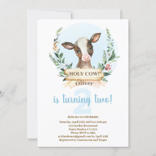 Holy Cow Birthday Boy invitation