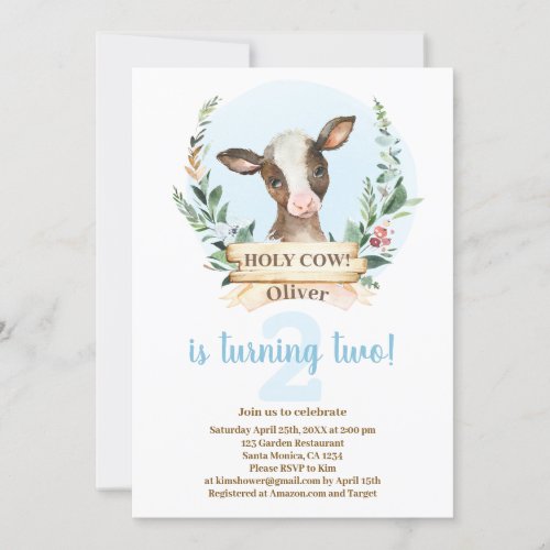Holy Cow Birthday Boy invitation 