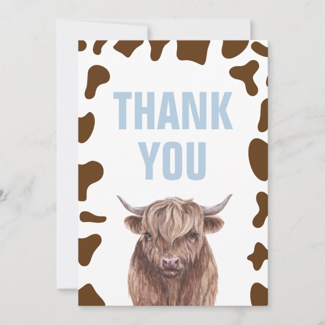 Holy Cow Birthday brown cow print Thank You Cards (Front)
