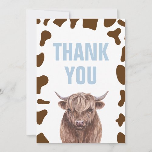 Holy Cow Birthday brown cow print Thank You Cards