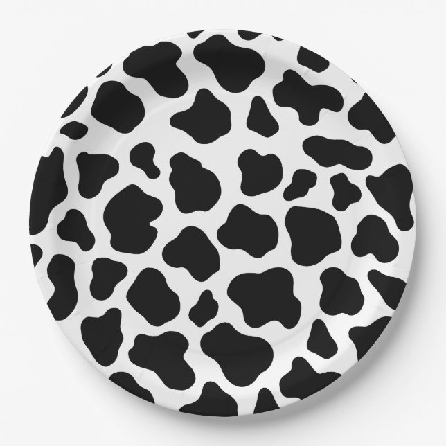 Holy Cow Birthday | Cow Print Cow Party Paper Plates (Front)