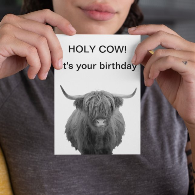 Holy Cow Birthday Highland Cow  Card (Creator Uploaded)