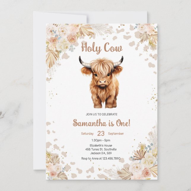 Holy Cow Birthday Invitation (Front)