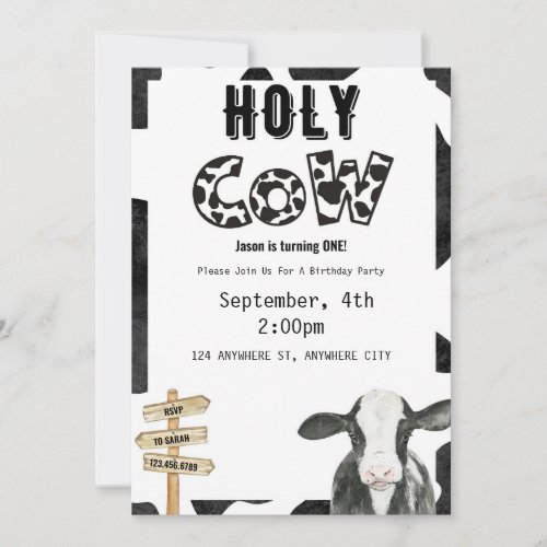 Holy Cow Birthday Invitation