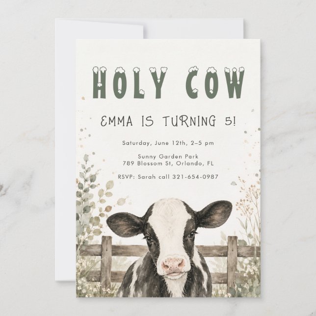 Holy Cow Birthday Invitation (Front)