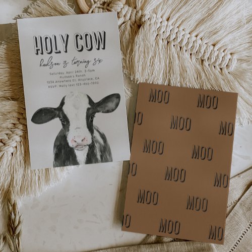 Holy Cow Birthday Invitation  Cow Party