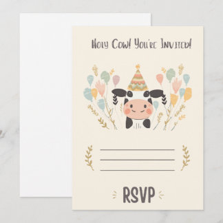 Holy Cow Birthday Invitation with RSVP | Editable