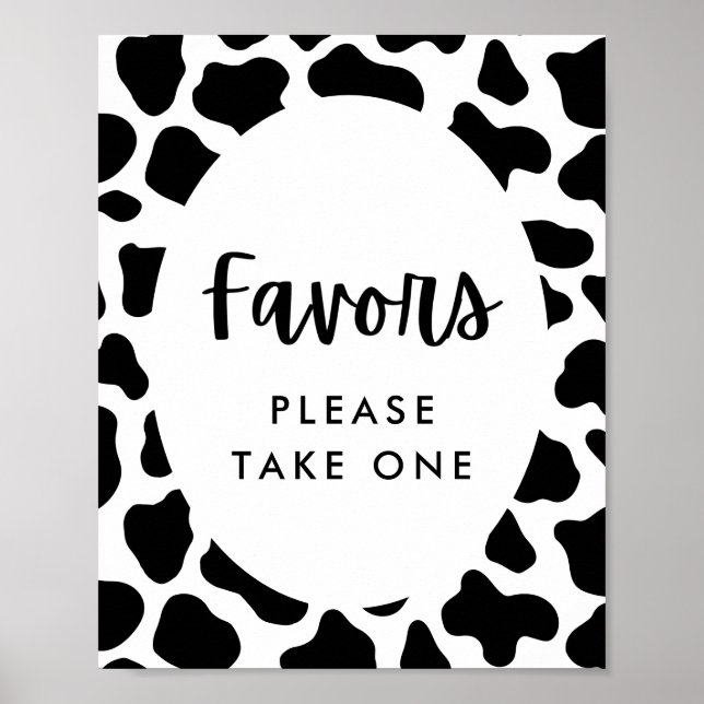 Holy Cow Birthday Party Please Take One Favor Sign (Front)