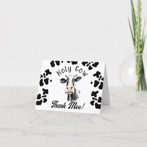 Holy Cow Birthday Watercolor Thank You Card
