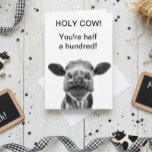 Holy Cow Birthday You're half a Hundred 50th  Card<br><div class="desc">This design may be personalized by choosing the Edit Design option. You may also transfer onto other items. Contact me at colorflowcreations@gmail.com or use the chat option at the top of the page if you wish to have this design on another product or need assistance. See more of my designs...</div>