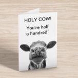 Holy Cow Birthday You're half a Hundred 50th  Card<br><div class="desc">This design may be personalized by choosing the Edit Design option. You may also transfer onto other items. Contact me at colorflowcreations@gmail.com or use the chat option at the top of the page if you wish to have this design on another product or need assistance. See more of my designs...</div>