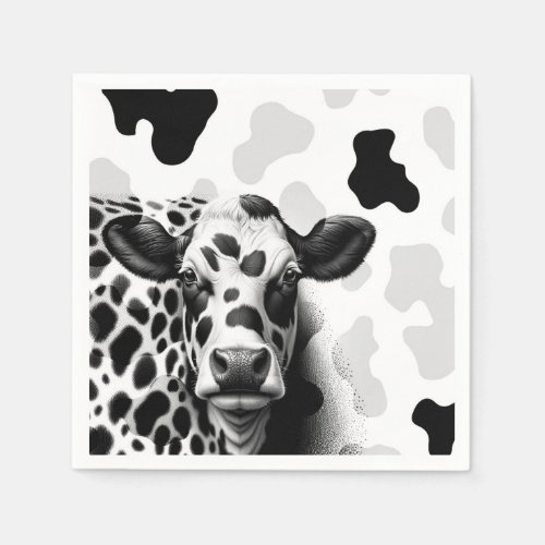 Holy Cow Black  White Country Birthday Party Napkins