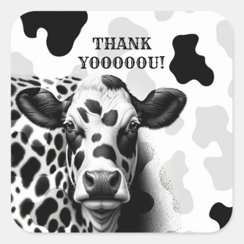 Holy Cow Black  White Country Birthday Party Square Sticker