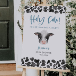 Holy Cow Blue Baby Shower Welcome Sign