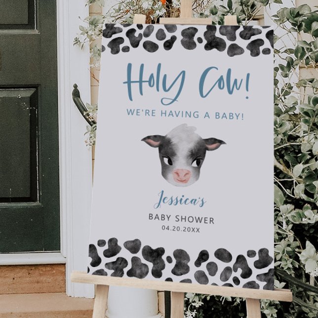 Holy Cow Blue Baby Shower Welcome Sign (Creator Uploaded)