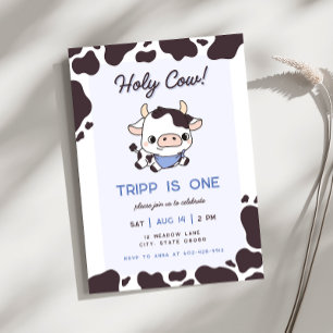 Holy Cow Blue Boy Birthday Invitation