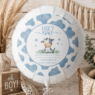Holy Cow Blue Cow Print Baby Shower Balloon