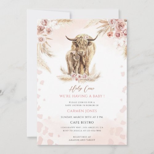 Holy Cow Boho Baby Shower Invitation
