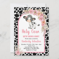 Holy Cow boho baby shower pink farm girl floral Invitation