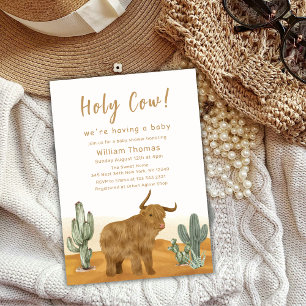Holy Cow Boho Cactus Desert Baby Shower Invitation