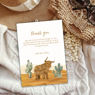 Holy Cow Boho Cactus Desert Baby Shower Thank You Card
