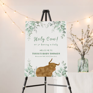 Holy Cow Boho Greenery Baby Shower Welcome Sign
