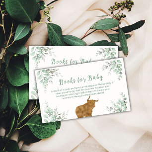 Holy Cow Boho Greenery Books For Baby Shower  Enclosure Card
