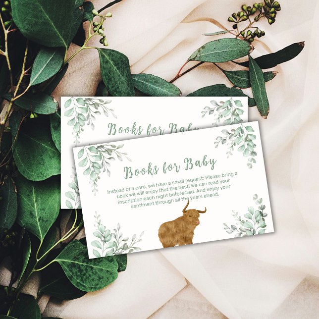 Holy Cow Boho Greenery Books For Baby Shower  Enclosure Card (Holy Cow Boho Greenery Books For Baby Shower Enclosure Card)