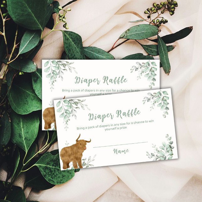 Holy Cow Boho Greenery Diaper Raffle Baby Shower  Enclosure Card (Holy Cow Boho Greenery Diaper Raffle Baby Shower Enclosure Card)
