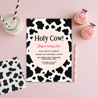 Holy Cow Bold Cow Print 1st Birthday