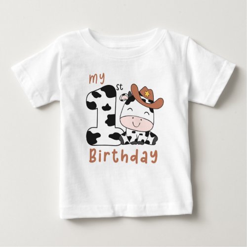 Holy Cow Boy 1st Birthday Party Baby T_Shirt