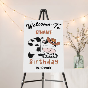Holy Cow Boy 1st Birthday Party Foam Board