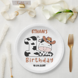 Holy Cow Boy 1st Birthday Party  Paper Plates