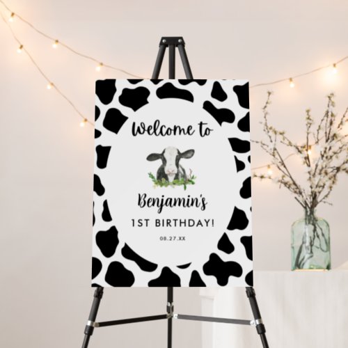 Holy Cow Boy 1st Birthday Party Welcome Sign