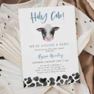 Holy Cow Boy Baby Shower Invitation