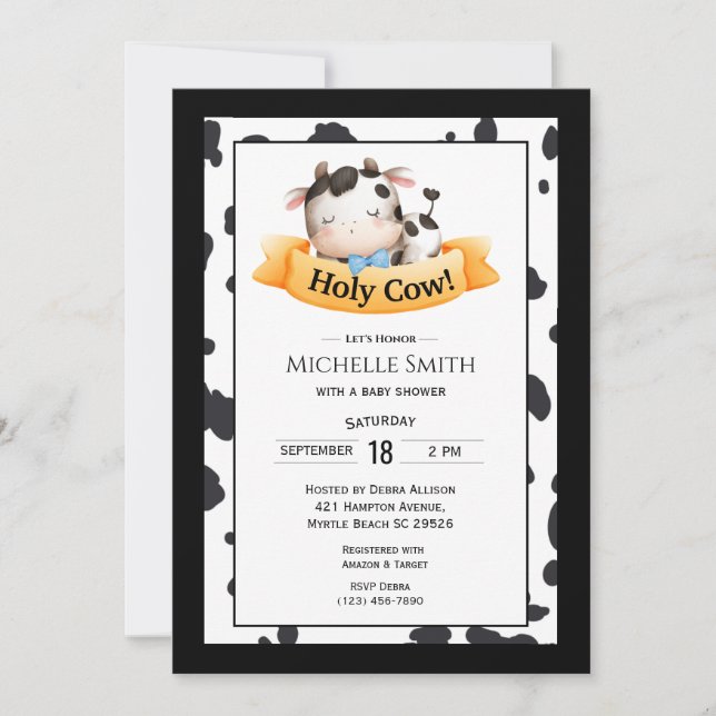 Holy Cow Boy Baby Shower Invitations (Front)