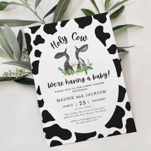Holy Cow Boy Cow Theme Baby Shower Invitation