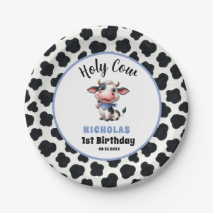 Holy Cow Boy First Birthday Farm Theme Paper Plates
